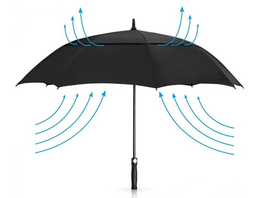 Double Canopy Windproof Black Golf Umbrella Manufacturers