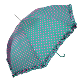 ladies polka dot with frill umbrellas