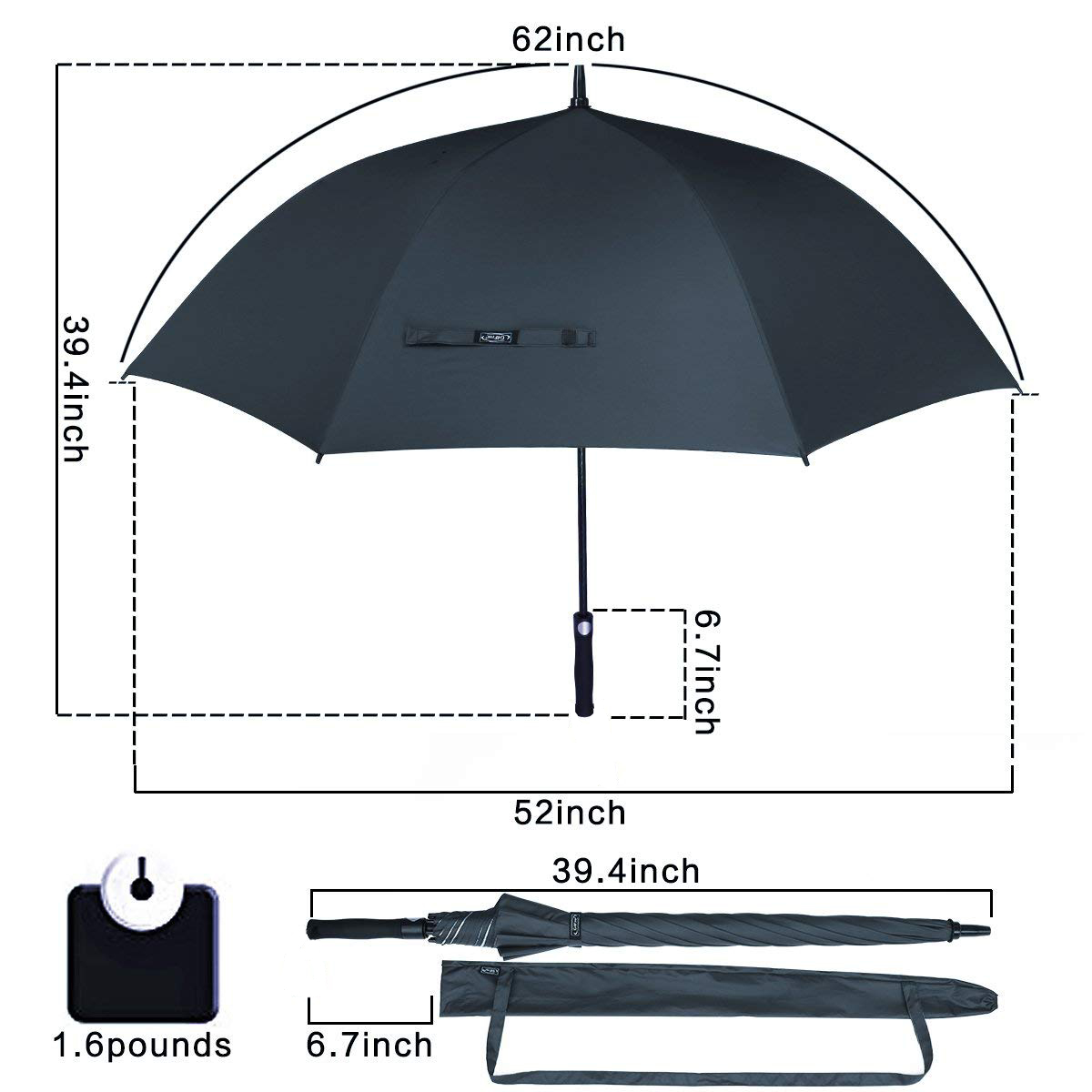 uv golf umbrella size
