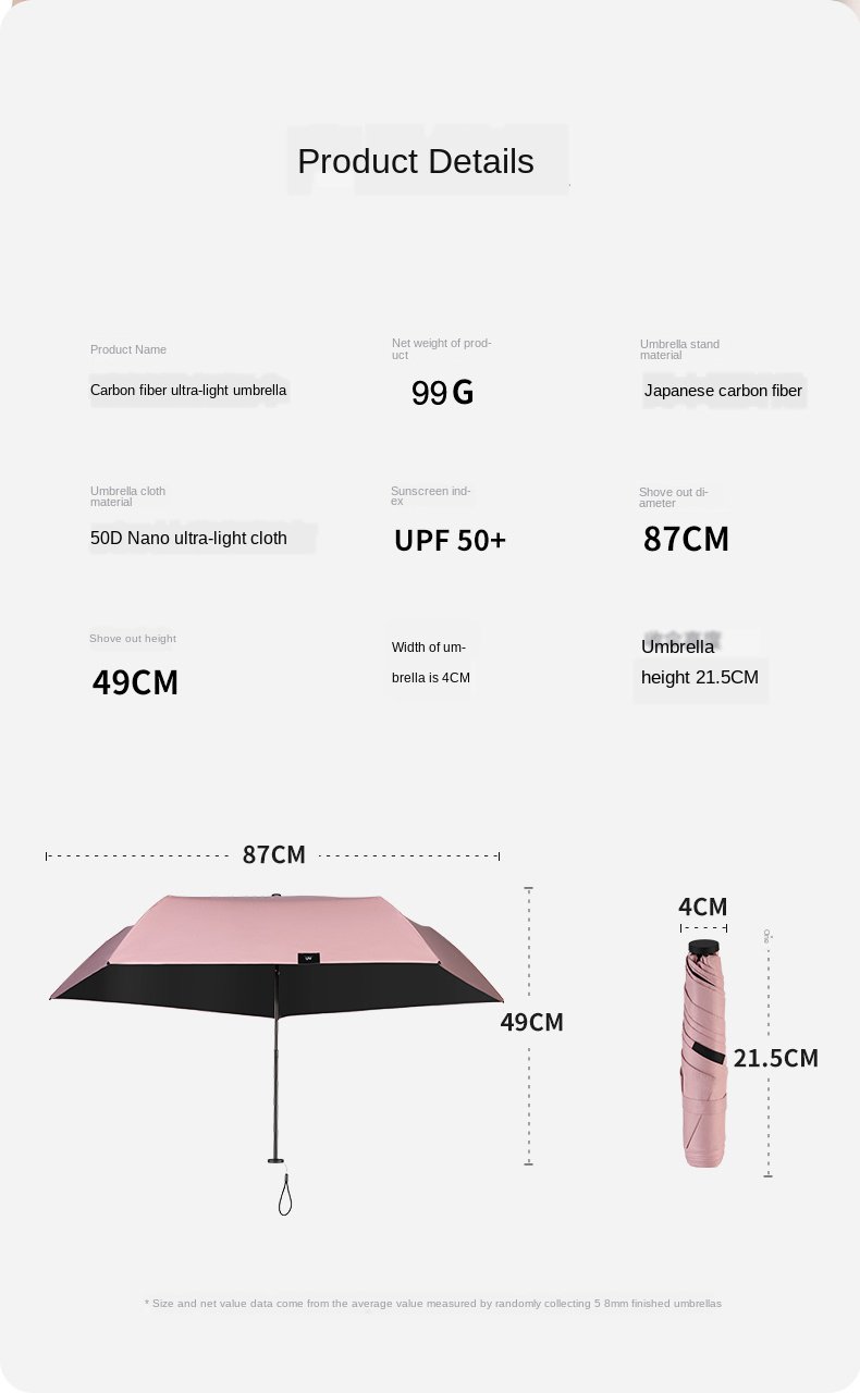 Lightest Umbrella, Lightweight Travel Umbrella,Ultra Light Umbrella
